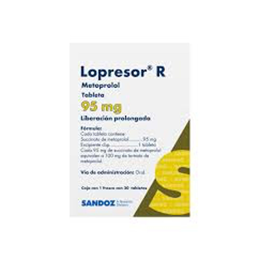 Lopresor R 95 Mg Tabletas Con 30 Liberacion Prologada
