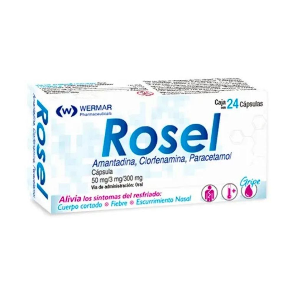 ROSEL (AMANTADINA) 50/3/300 MG CAPSULAS 24