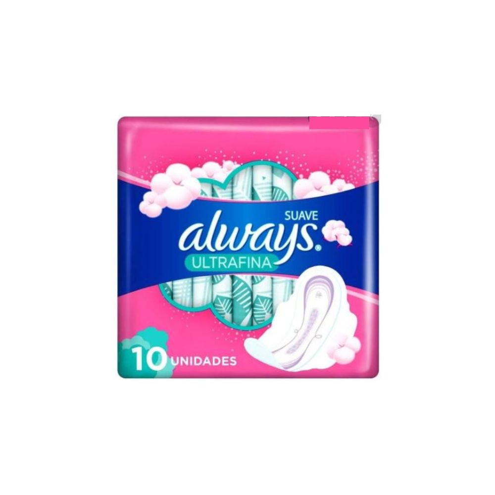 Toallas Sanitarias Always Ultra Fina Suave Con Alas Con 10 Piezas