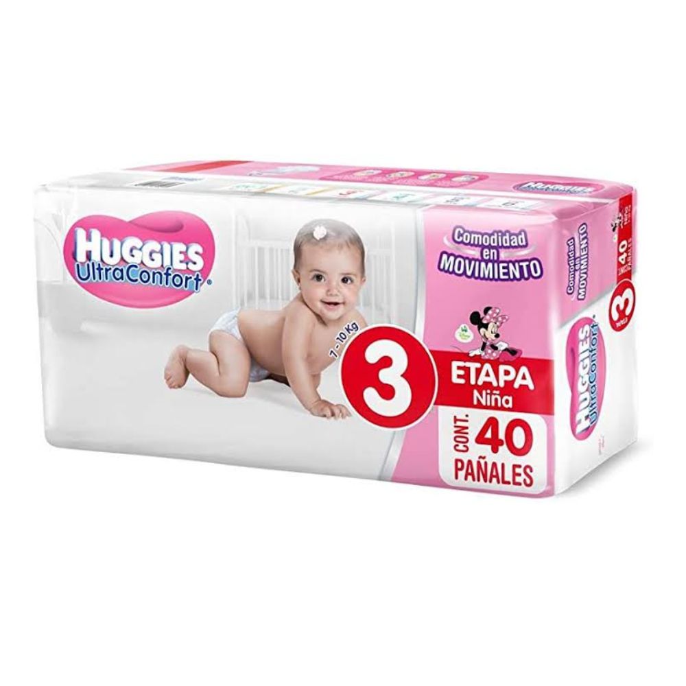 Pa¤al Huggies Ultraconfort Con 40 Piezas Ni¤a Etapa 3