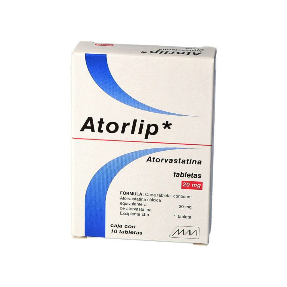 Atorlip (Atorvastatina) 20 Miligramos Con 10 Tabletas