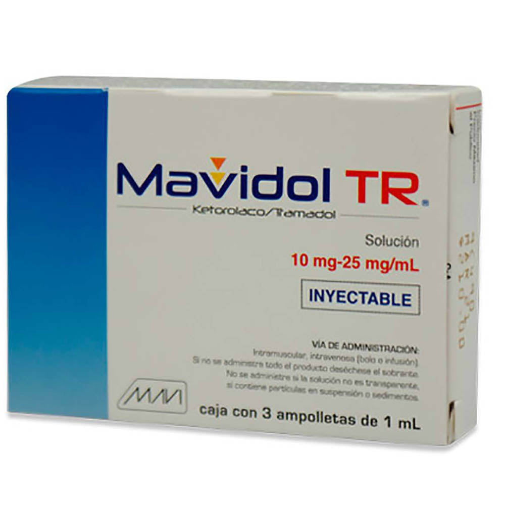 Mavidol Tr (Ketorolaco-Tramadol) 3 Ampolletas  10/25Miligramos 