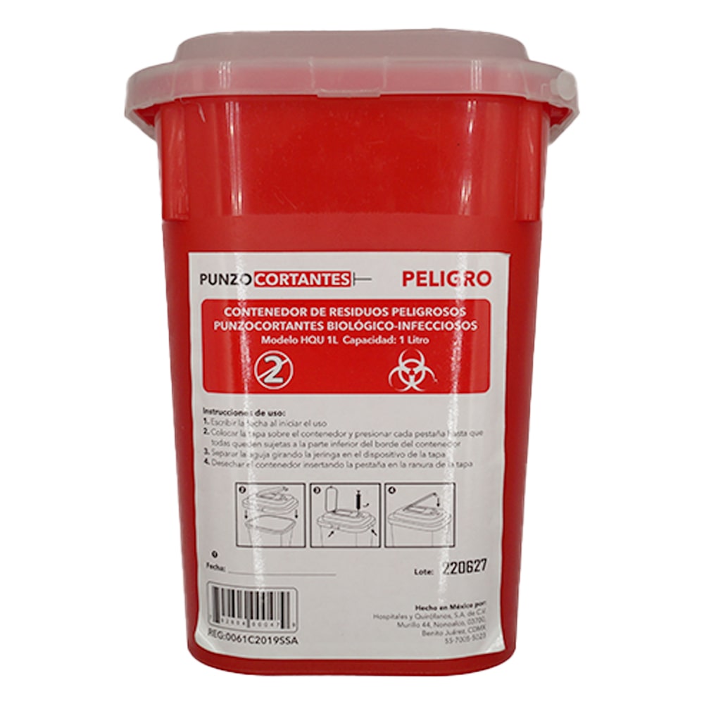 RECOLECTOR PUNZOCORTANTES 1 LT