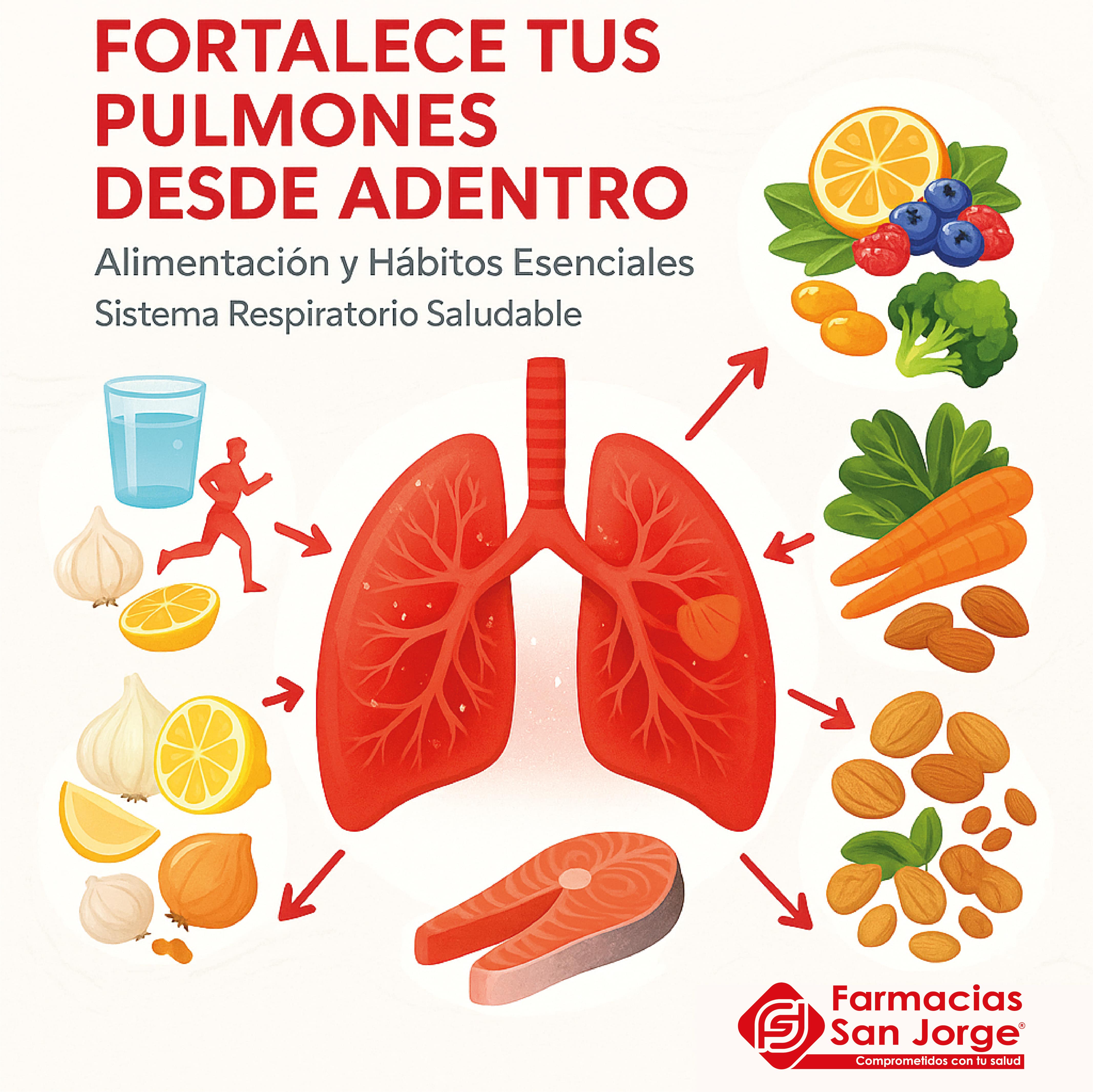 Fortalece tus pulmones desde adentro, alimentación y hábitos escenciales. sistema respiratorio saludable