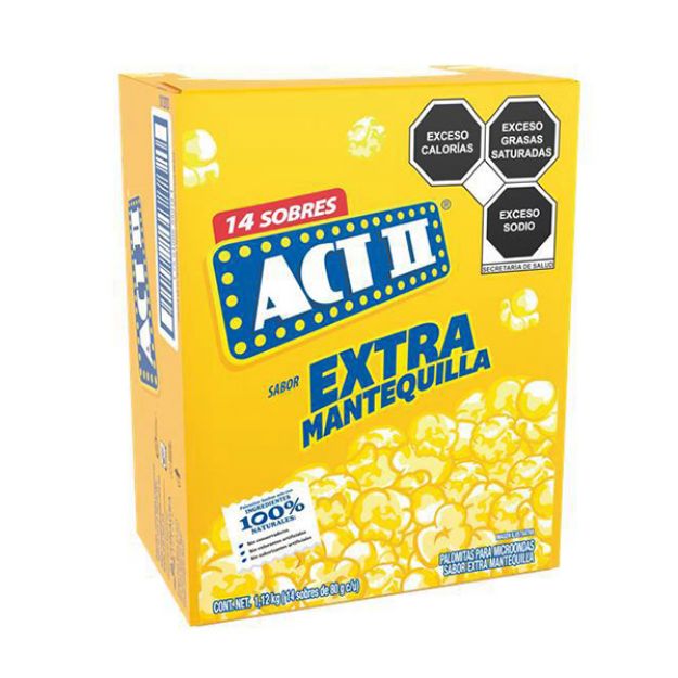 Exhibidor Palomitas Act Ii Extramantequilla 80 G Con 14 Piezas