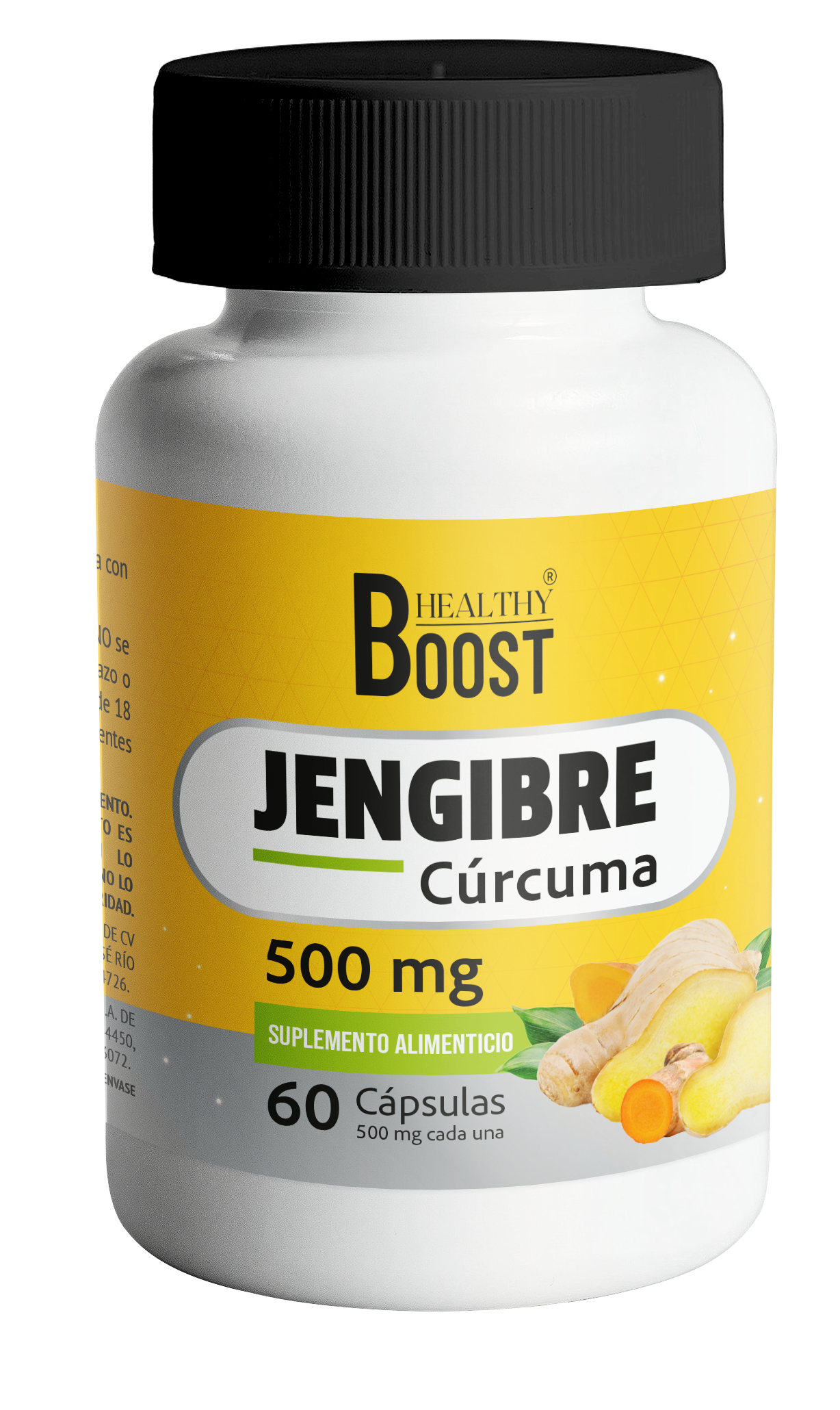 Jengibre 500 Mg + Curcuma Con 60 Capsulas Healthy Boost