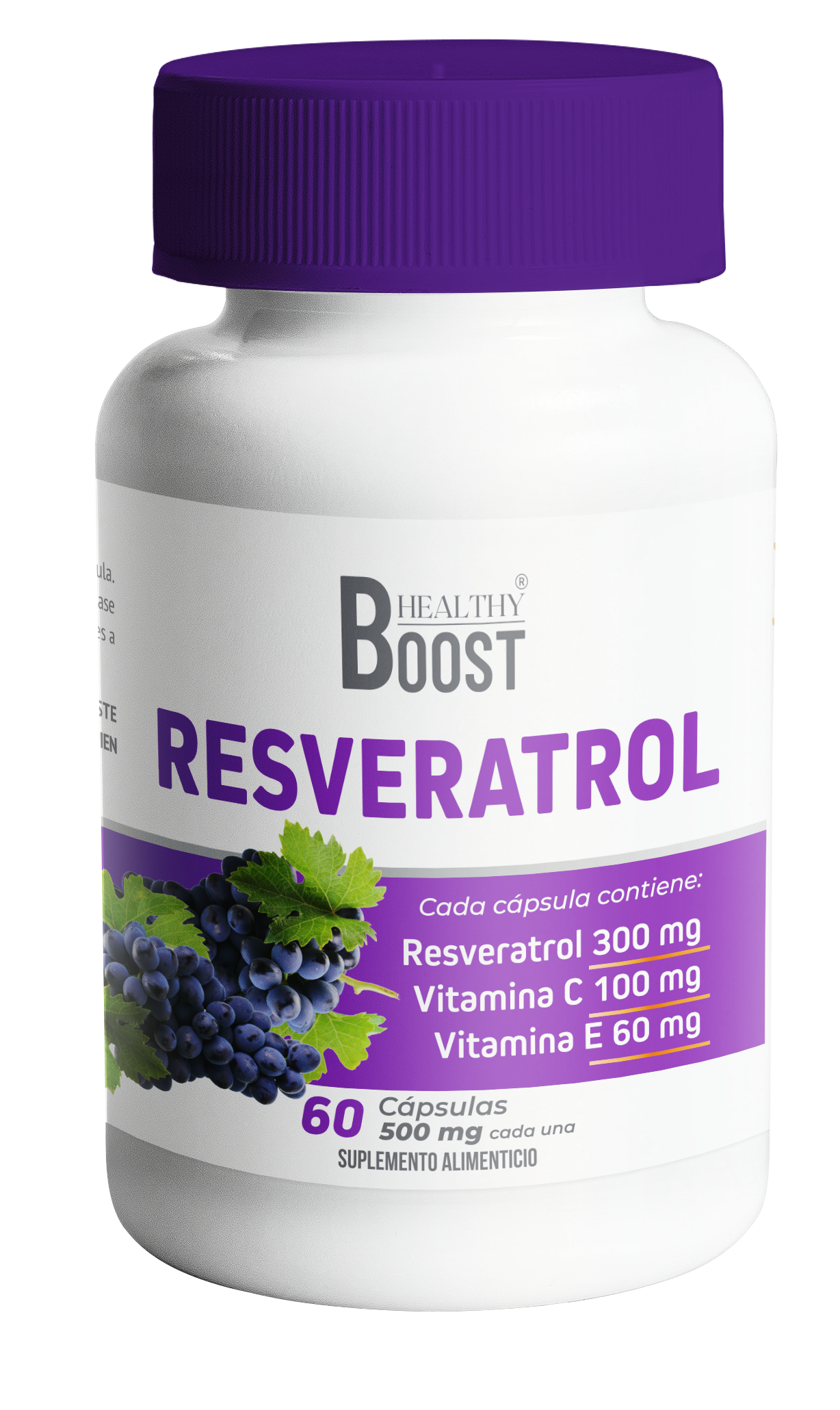 Resveratrol 300 Mg + Vitamina C+ Vitamina E Con 60 Capsulas Healthy Boost