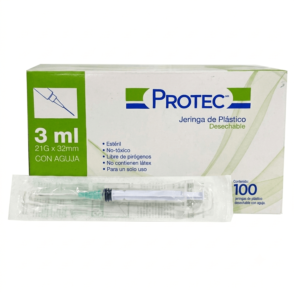 Jeringa Protec 3 Ml 21 G X 32 Mm Con 100 Piezas