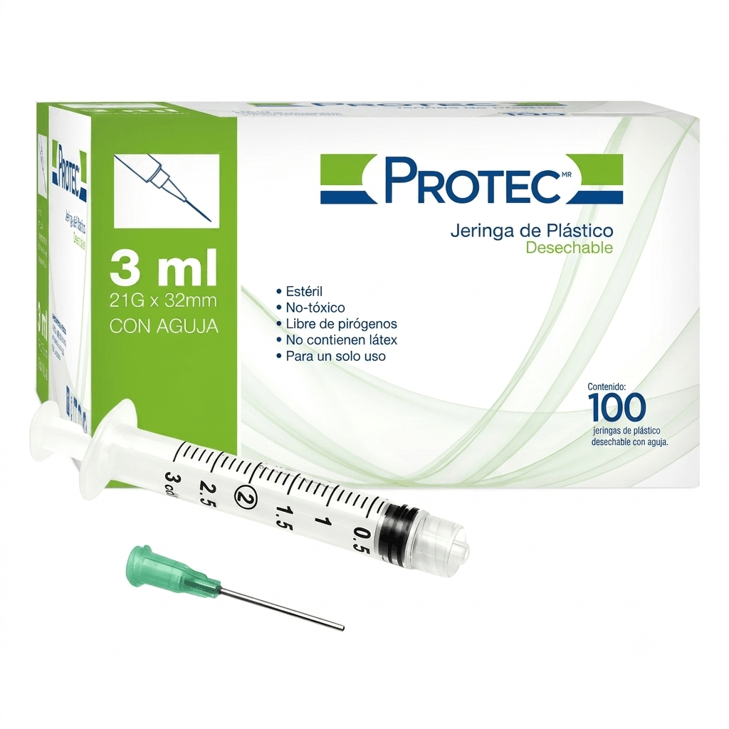 Jeringa Protec 3 Ml 21 G X 32 Mm Con 100 Piezas