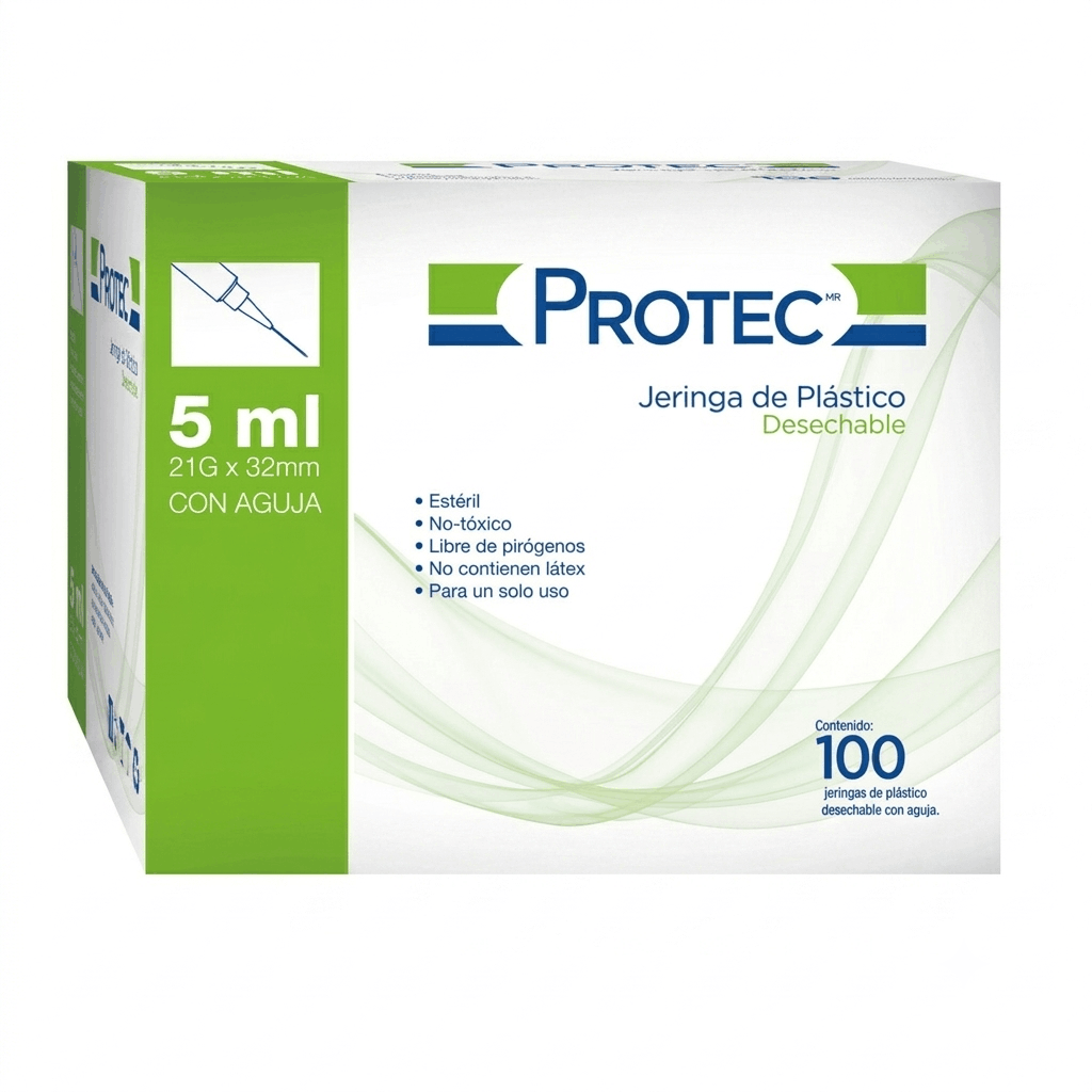 Jeringa Protec 5 Ml 21 G X 32 Mm Con 100 Piezas