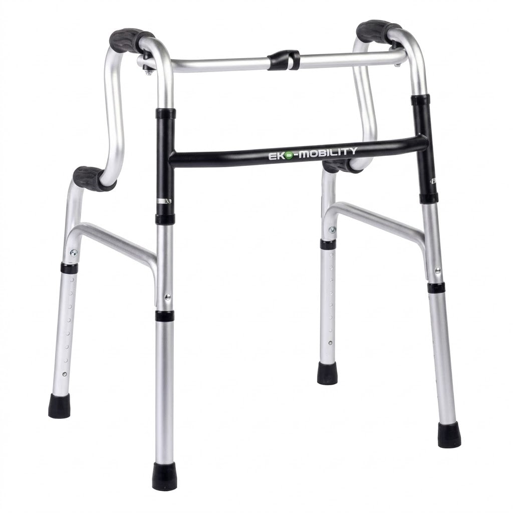 Ea100201C Andadera Doble Apoyo Punta Aluminio Plegable Alta Ajustable Eko-Mobility