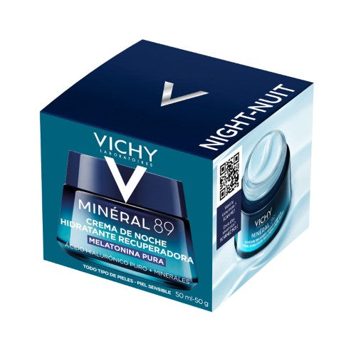 Crema Vichy Mineral 89 Noche Hidratante Recuperadora 50 Ml
