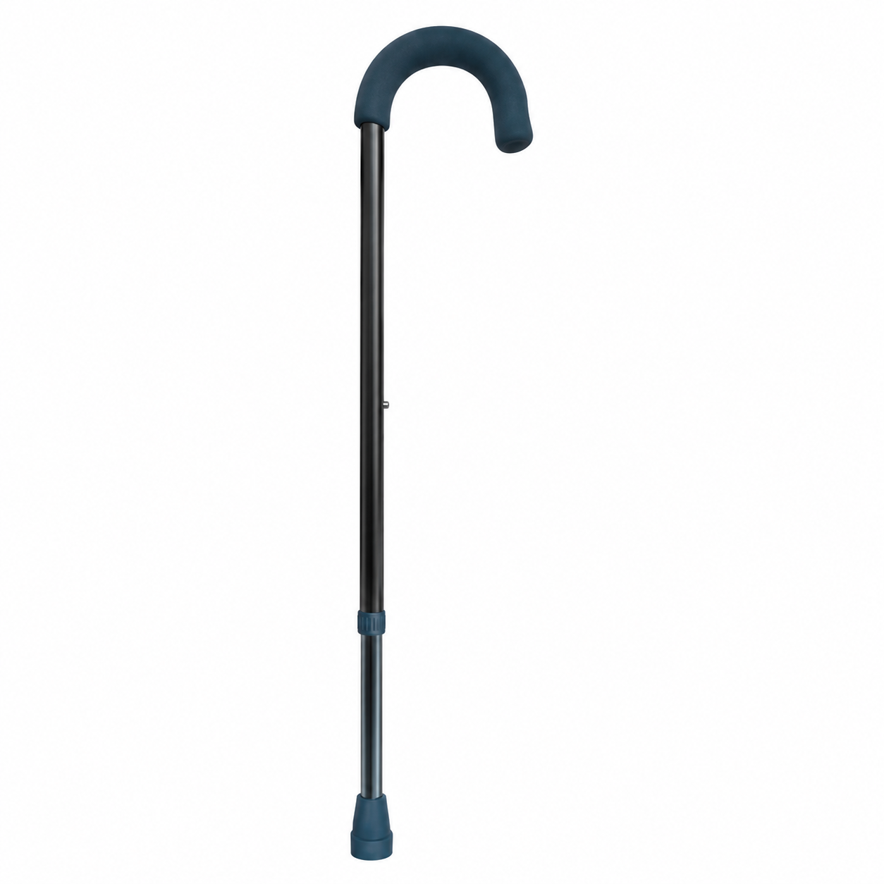Eb010301C Baston Mango Curvo Plata Altura Ajustable