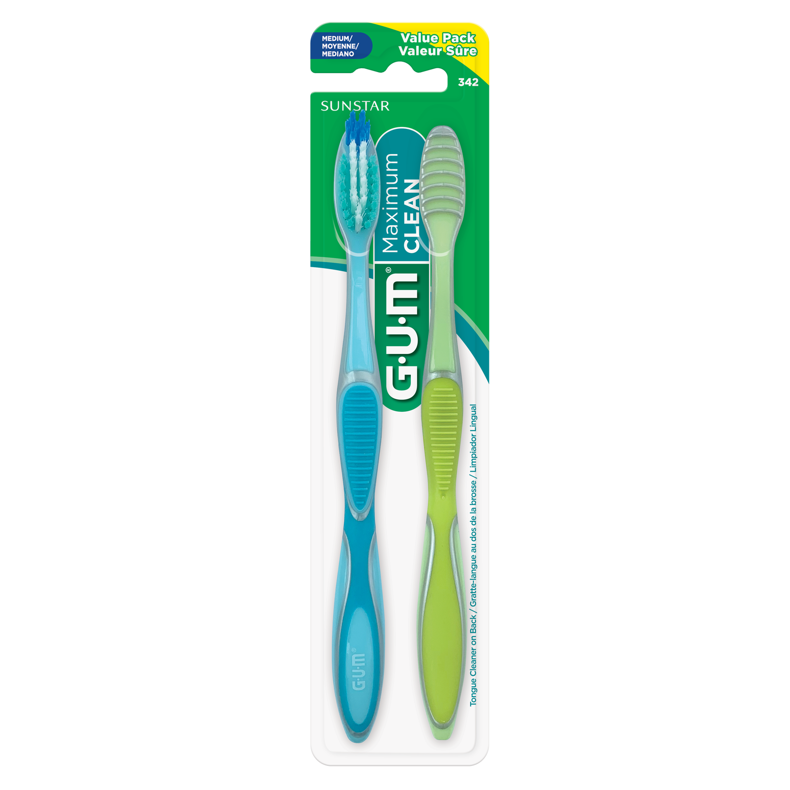 Cepillo Dental Ad Gum Max/Clean Mediano  C/2 Piezas