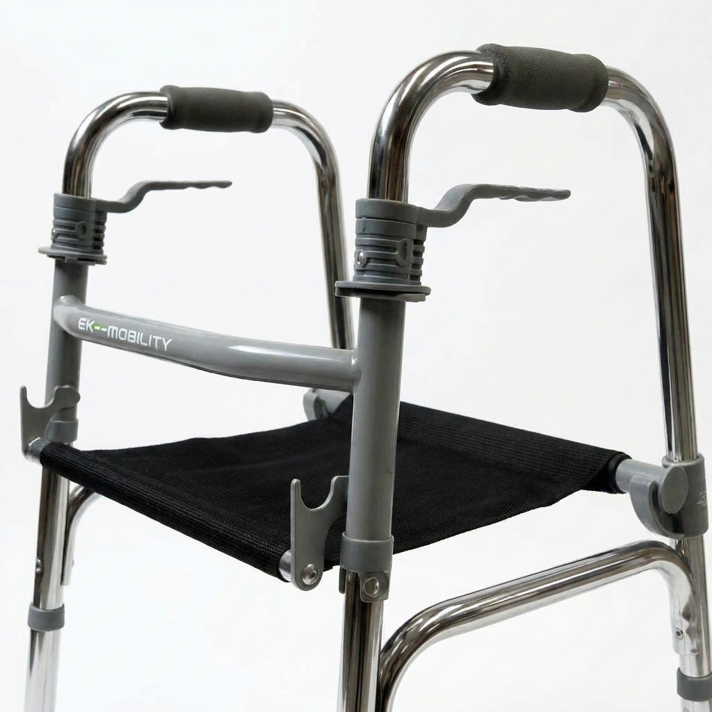 ANDADERA ALUMINIO PLATA CON ASIENTO PLEGABLE