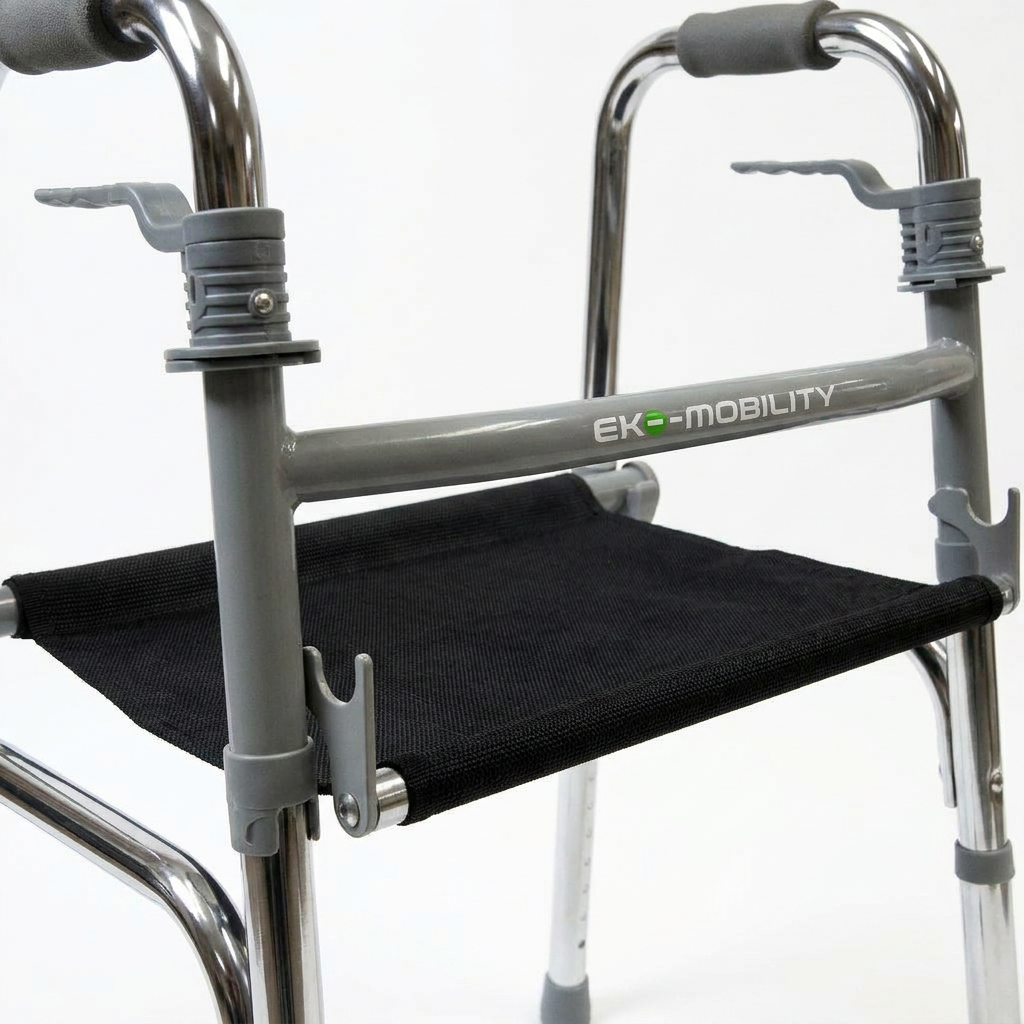ANDADERA ALUMINIO PLATA CON ASIENTO PLEGABLE