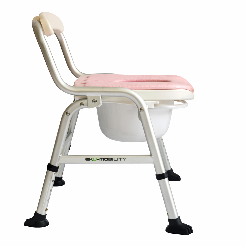 Silla Ducha/Comodo Rosa Aluminio Plegable Alt Ajustable