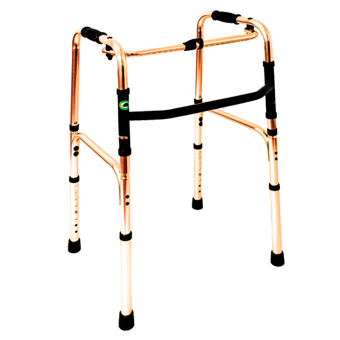 ANDADERA FIJA BRONCE ALUMINIO PLEGABLE ALT. AJUSTABLE