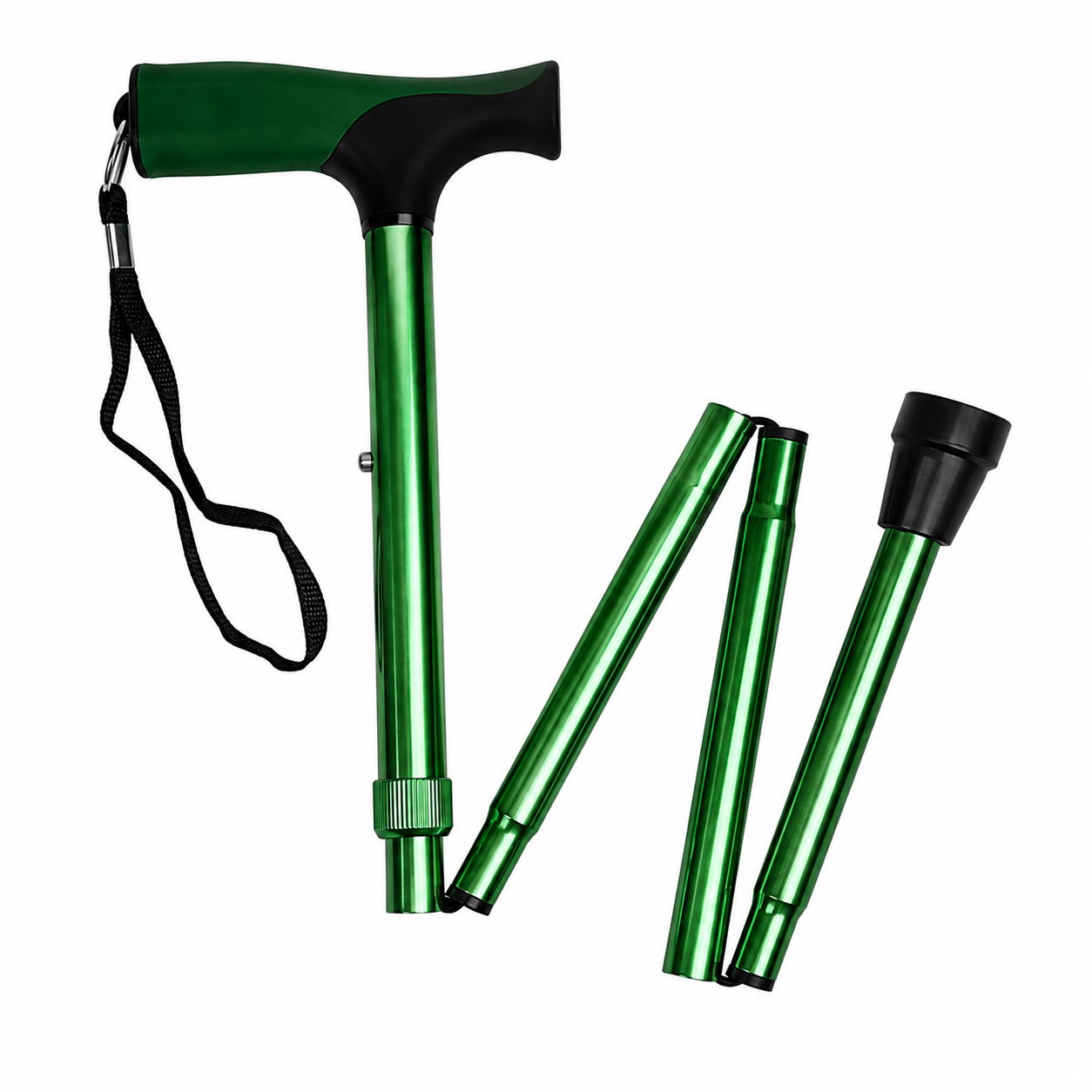 Eb030106C Baston Plegable Mango Frances Anod Verde Altura Ajustable