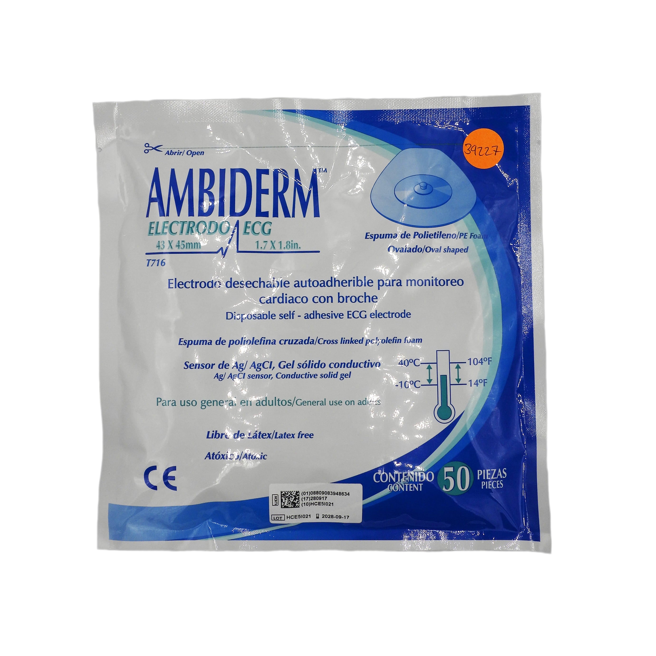 Electrodo Adulto (T-716) 43 Mm X 45 Mm  Con 50 Piezas