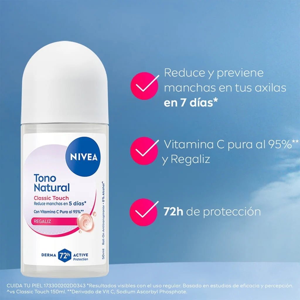 Desodorante Nivea Aclarado Natural R-On 50 Ml