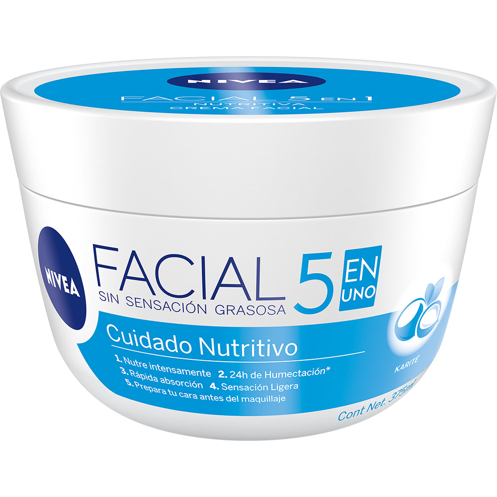 Crema Nivea Facial 5 En 1 Cuidado Nutritivo 375 Ml