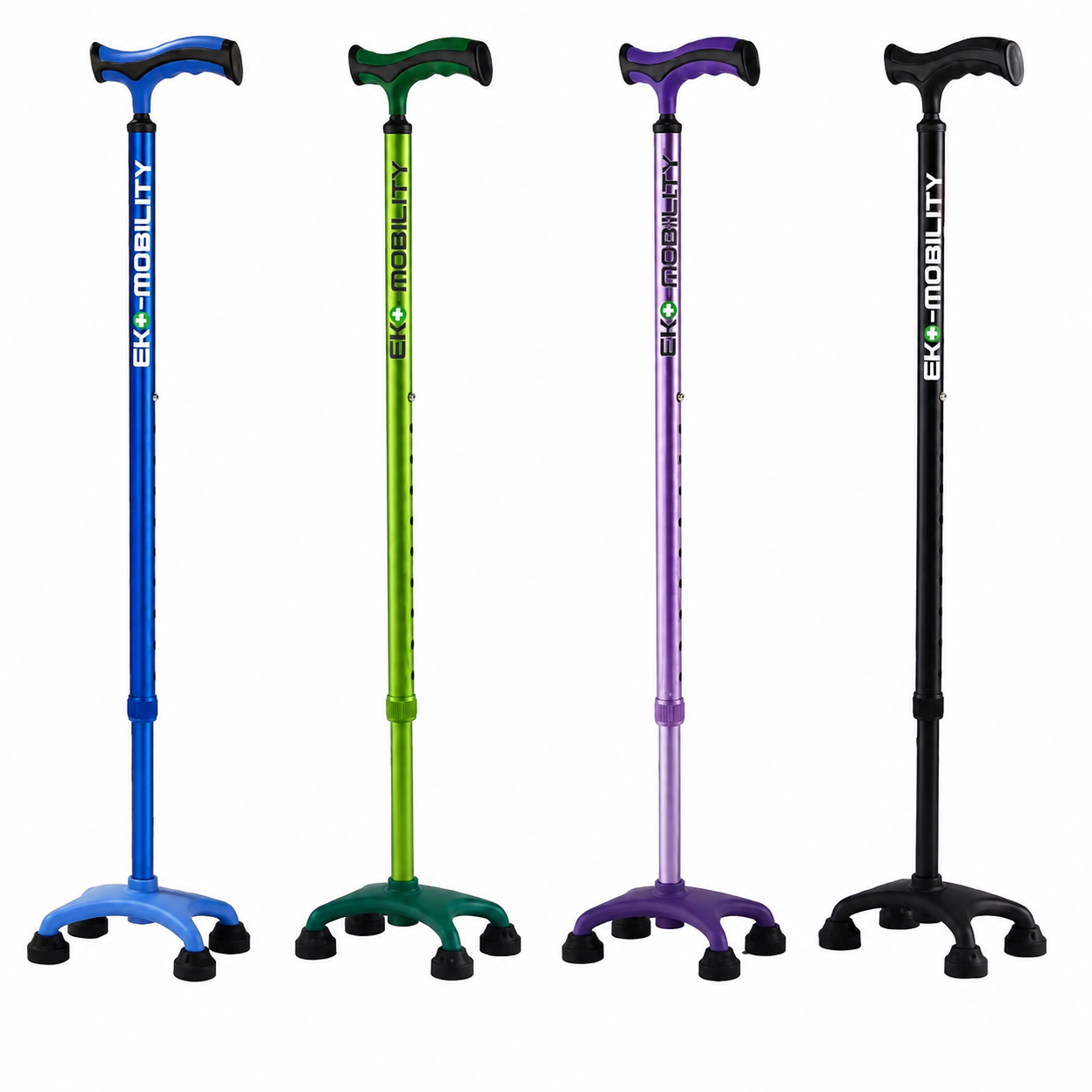 Baston 4 Apoyos Anod Negro Base Plastica