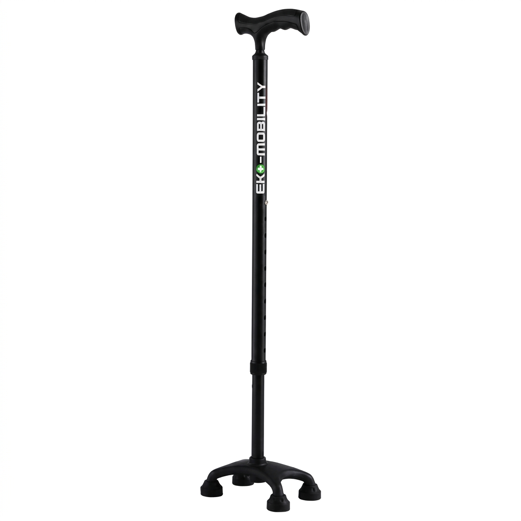 Baston 4 Apoyos Anod Negro Base Plastica