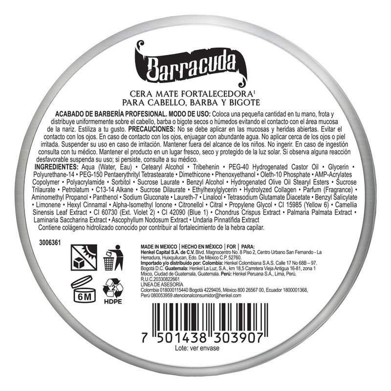 Cera Barracuda Mate Fortalecedora 60 G 7501438303907, 3