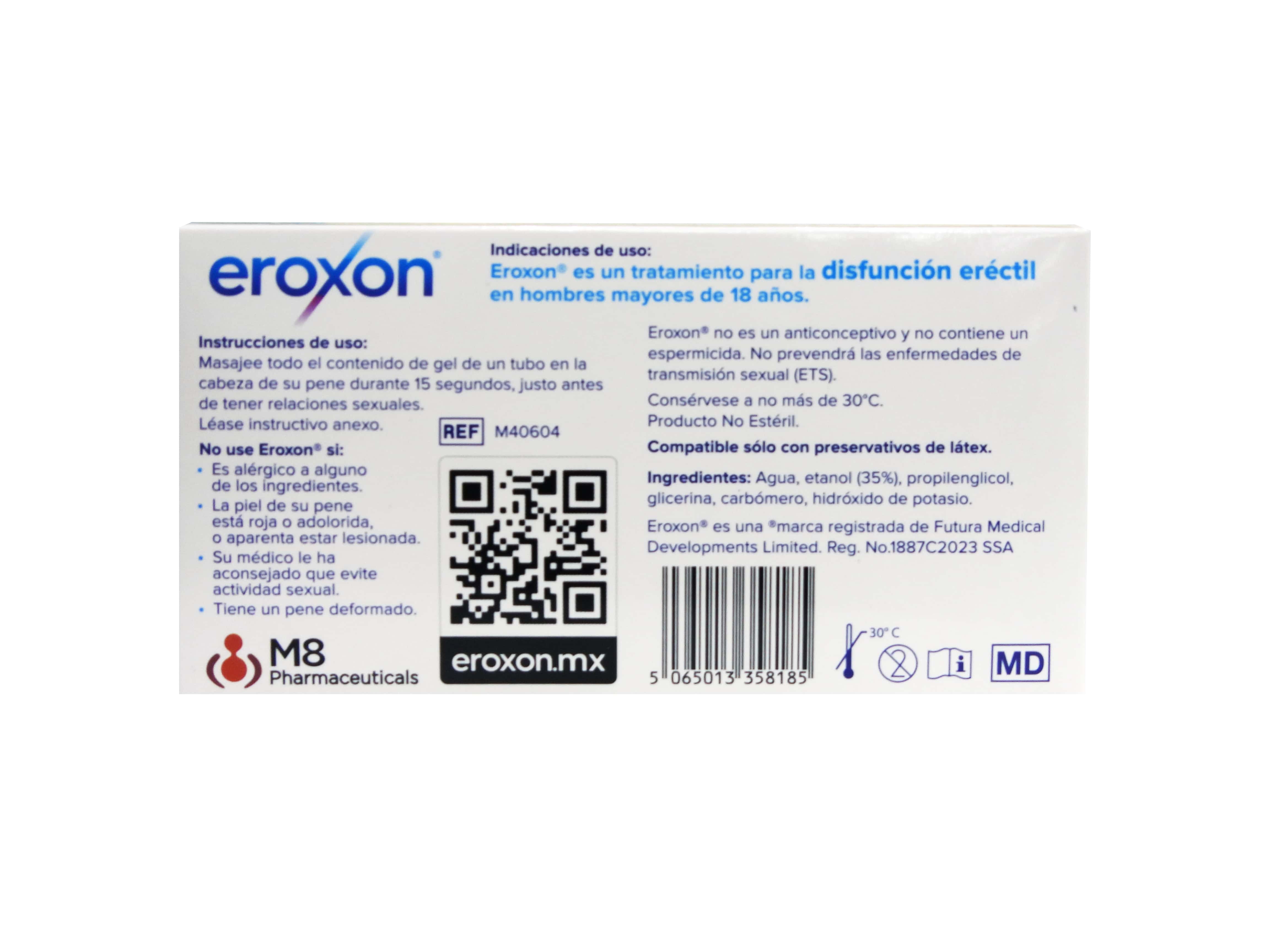 Eroxon 300 Mg Gel Disfuncion Erectil Con 4 Tubos