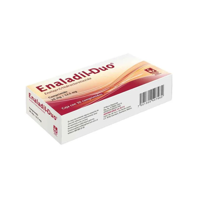 Enaladil Duo 20 Mg / 12.5 Mg - Caja Con 30 Comprimidos (Enalapril Y Hidroclorotiazida)