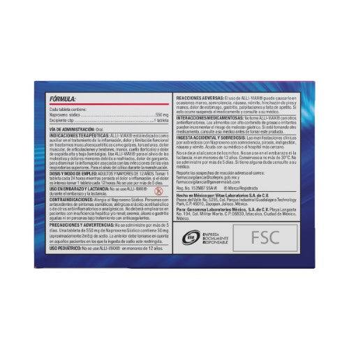 Alliviax 550 Mg Dolor Intenso Con 6 Tabletas