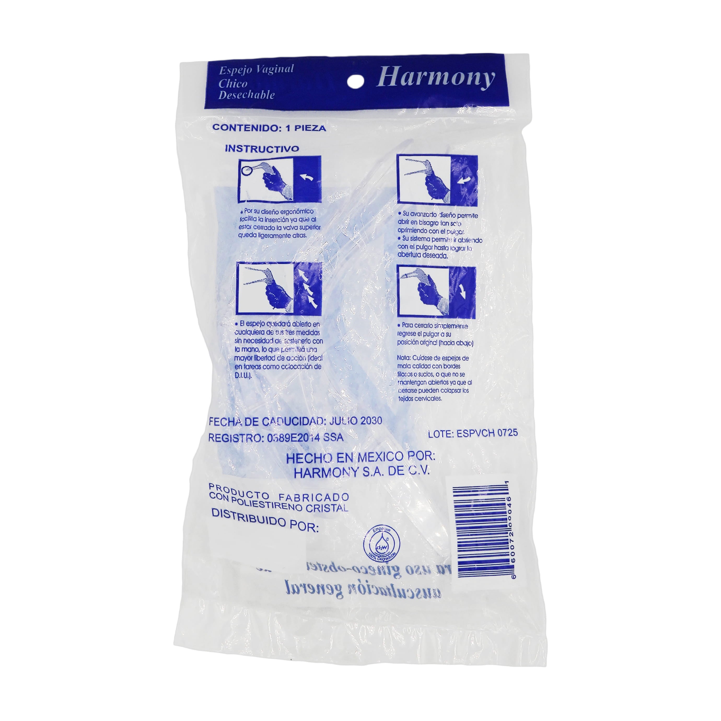 Espejo Vaginal Desechable Chico Harmony