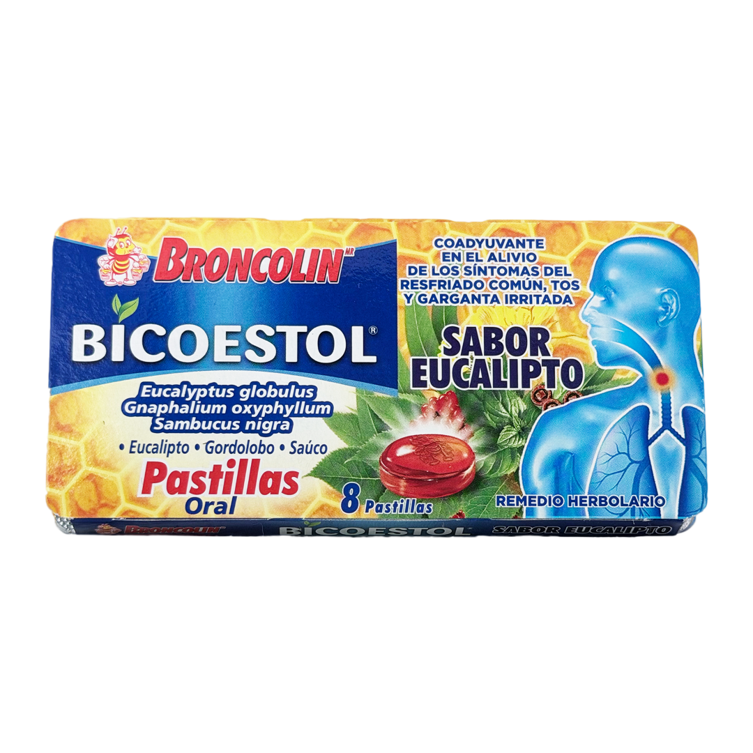 Broncolin Bicoestol Eucalipto Con 8 Pastillas
