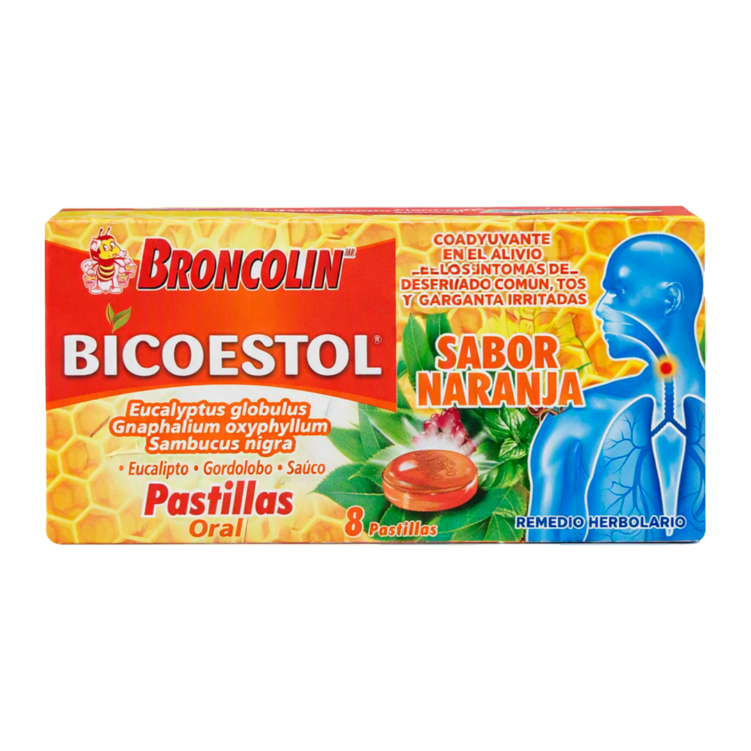 Broncolin Bicoestol Naranja Con 8 Pastillas