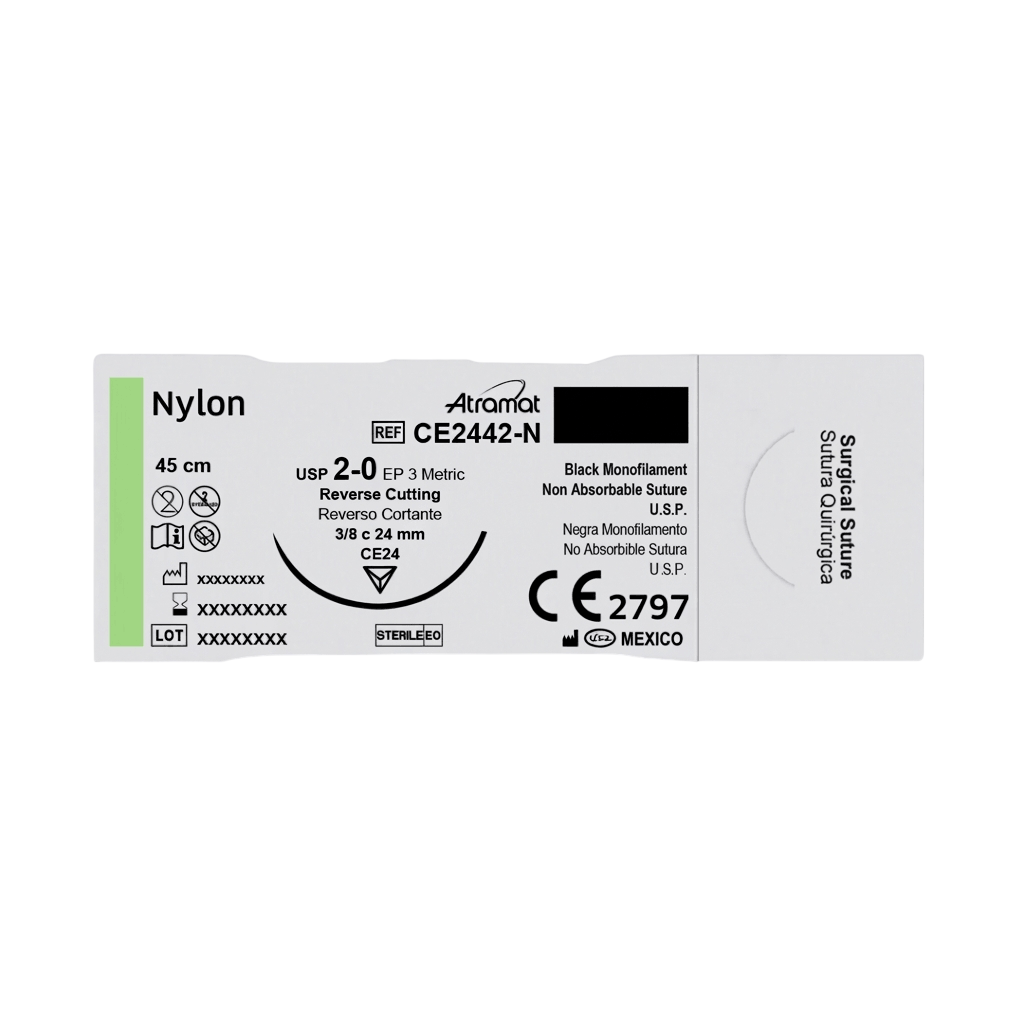 Nylon 2-0 Ce2442-N 3/8 24 Mm 45 Cm Atramat Pieza