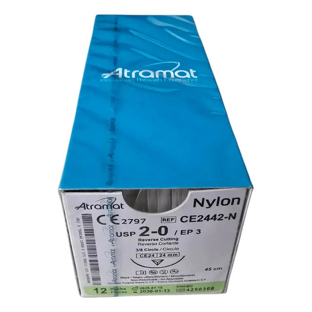 Nylon 2-0 Ce2442-N 3/8 24 Mm 45 Cm Caja Con 12 Piezas Atramat