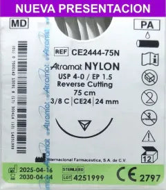 Nylon 4-0 Ce2444-N 3/8 24 Mm Con 12 Piezas Atramat