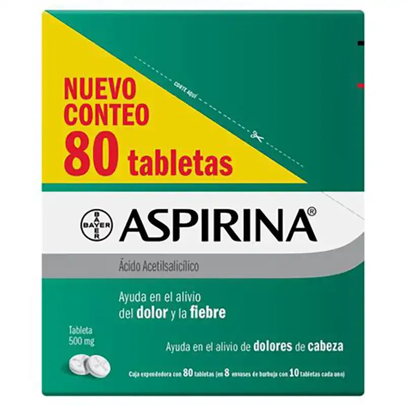 Aspirina 500 Mg Expendedora Con 80 Tabletas