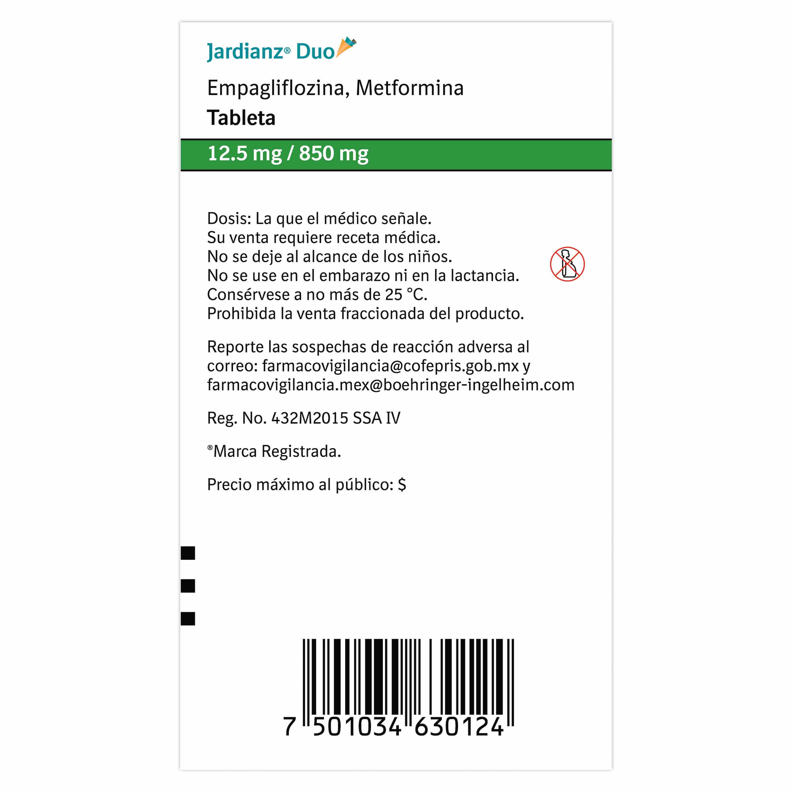 Jardianz Duo 12.5 850Mg Tabletas Con 60