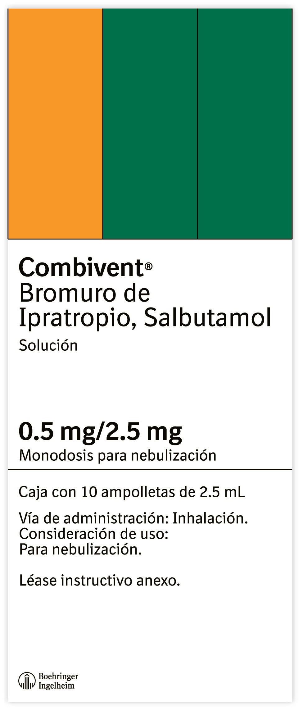 Combivent.5/2.5 Mg Ampolletas10 X2.5 Ml Para Nebulizar
