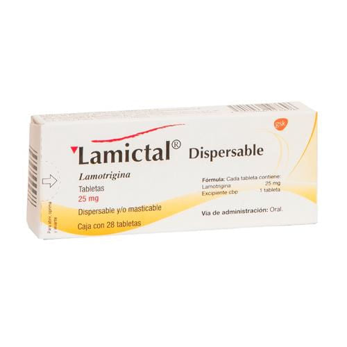 Lamictal 25 Mg Dispersable Con 28 Tabletas