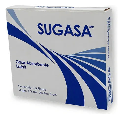 Gasa Absorbente Esteril Sugasa 7.5 X 5 Cm C/10 Piezas