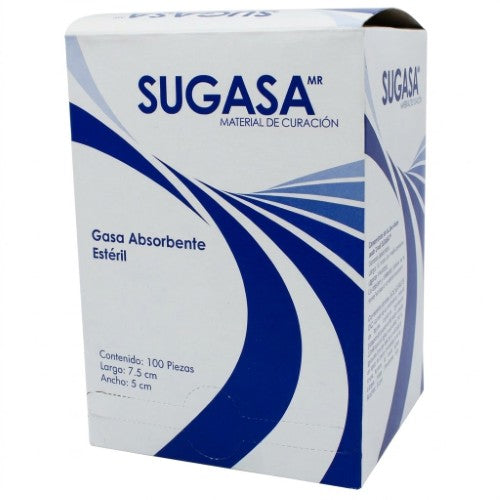 Gasa Absorbente Esteril Sugasa 7.5 X 5 Cm Con 100 Piezas