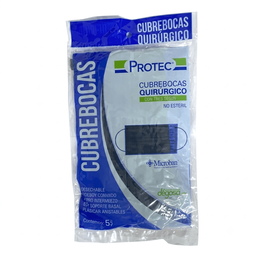 Cubrebocas Termosellado Negro Con 5 Piezas