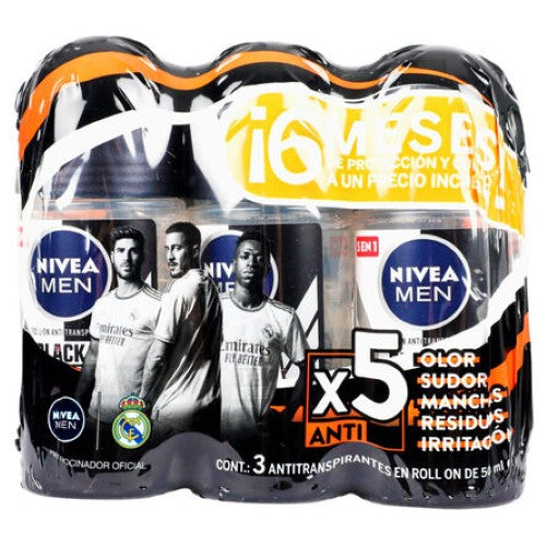 Desodorante Nivea Men B &W Invisible R-On 50 Ml 3 Pack