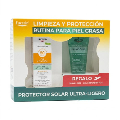 Kit Eucerin Protector Oil Control Toque Seco 50 Ml + Gel Dermopure 75 Ml