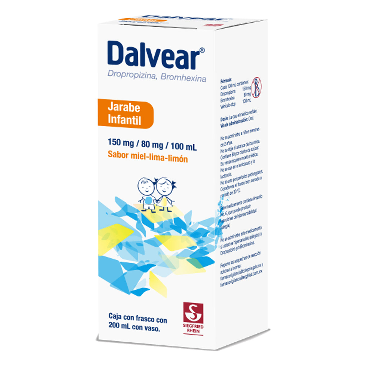Dalvear Infantil 150 Mg / 80 Mg - Jarabe Sabor Miel Y Lima Limón 200 Ml (Dropropizina Y Bromhexina)