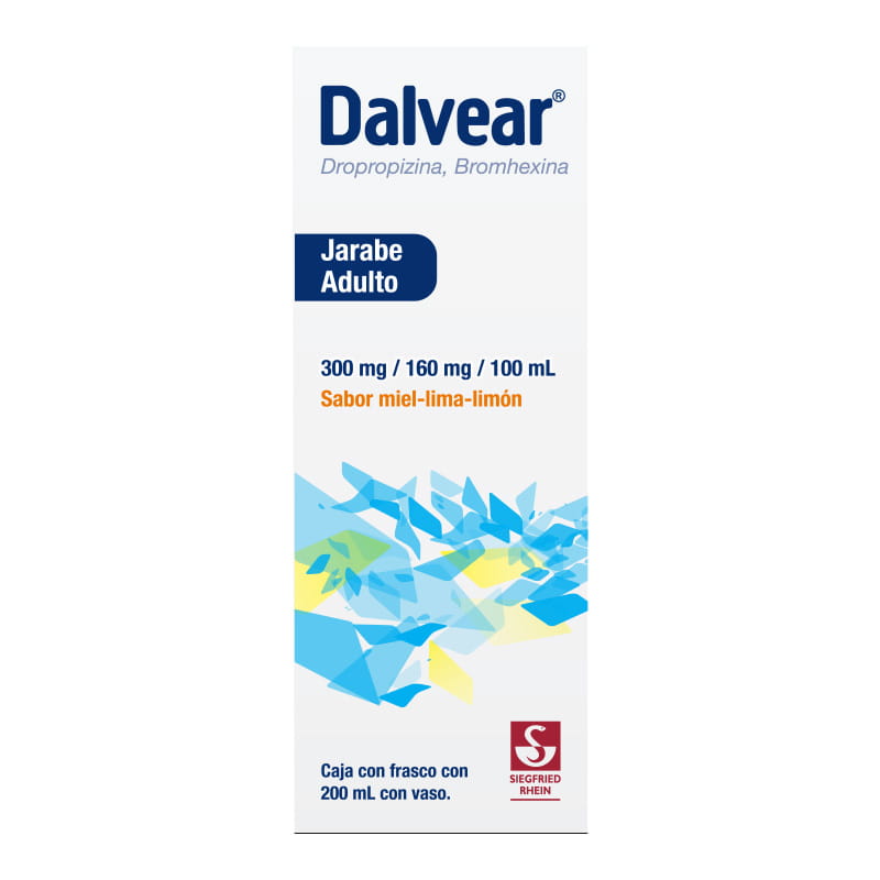 Dalvear Adulto 300 Mg / 160 Mg - Jarabe Sabor Miel Y Lima Limón 200 Ml (Dropropizina Y Bromhexina)