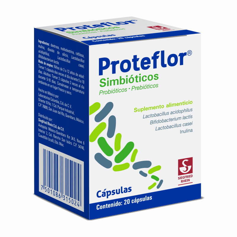 Proteflor 250Mg  - Caja Con 20 Cápsulas (Simbóticos)